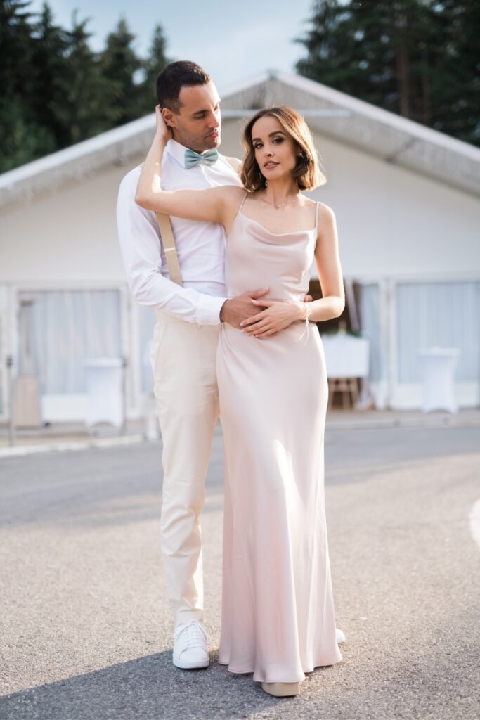 woman pink dress Crystal Straps Pink Embellished Dress S
